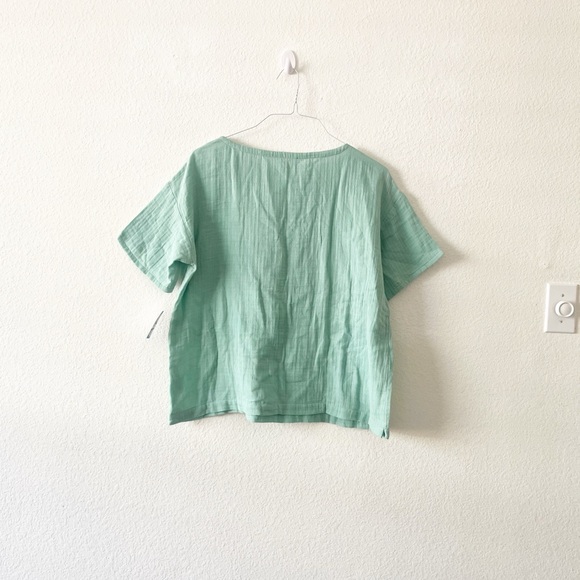 NEW Eileen Fisher  Gauze Mint Green Lagenlook Organic Cotton‎ Boxy Blouse Small - Picture 2 of 4